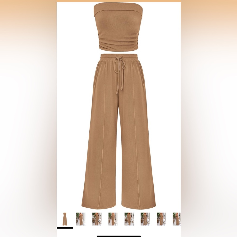 Elegant Tan Women's Wide-Leg Pants